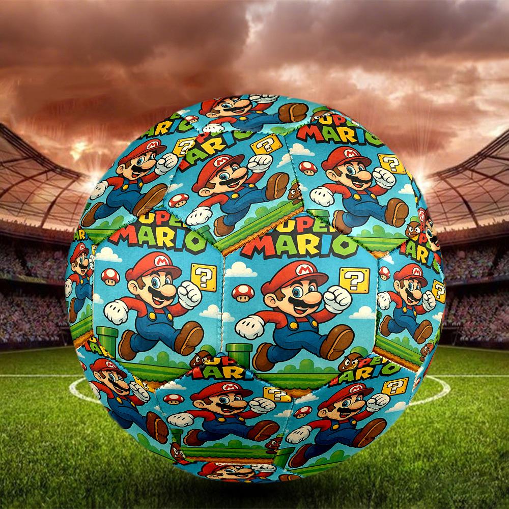 Super Mario Print Size 5 Soccer Ball, Standard Match Football for Sports Game and Team Practice, Ideal Gift for Soccer Fans