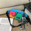 Schoolbag contrasting color splicing breast bag men's and women's trendy cool messenger bag Japanese versatile multi-functional fanny pack 1011