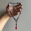 Vampire Crystal Choker, Gothic jewelry, witchcraft accessories, blood droplets, Pentagram, paganism, mystery, necklace For Women