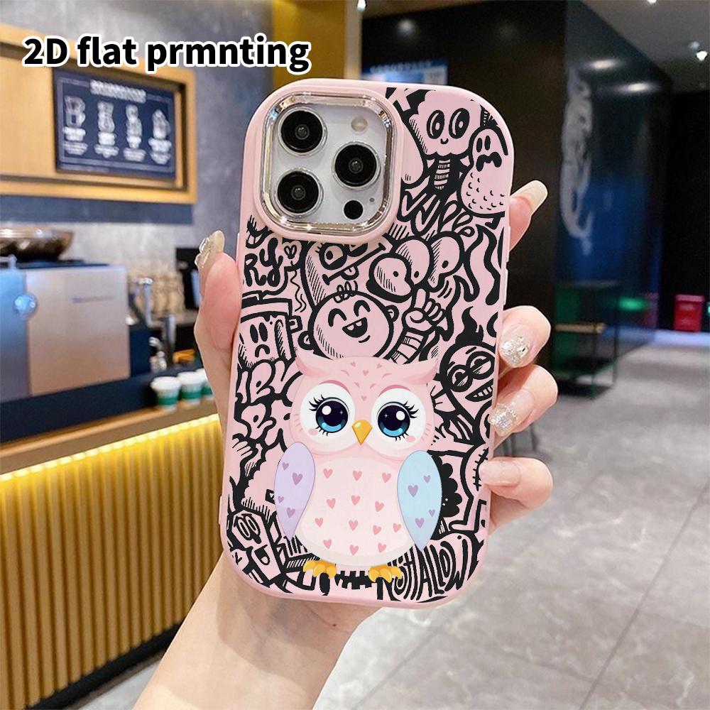 Phone Case: 2D Flat Design Suitable for iPhone 18 17 16 15 14 13 Pro Protective Case, Couple Style, Heart Owl, Christmas and Halloween Gifts