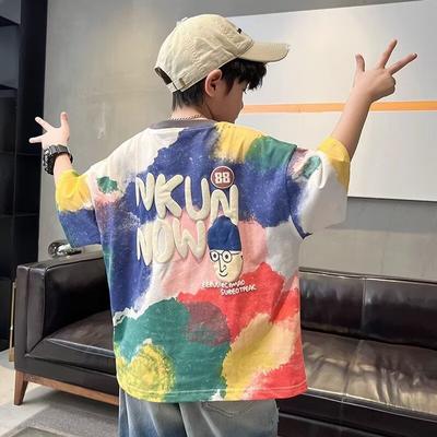 Boys T-shirt High Quality Kids Clothes Summer Cartoon Graffiti Printed Tees Short Sleeve Children Tops Trendy