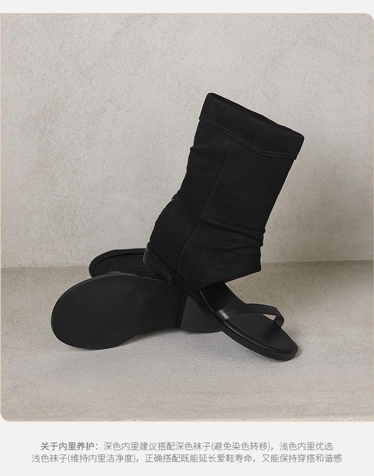 One line fashion cool boots for women, 2026 summer new Western style women's sandals, retro British vacation women's boots