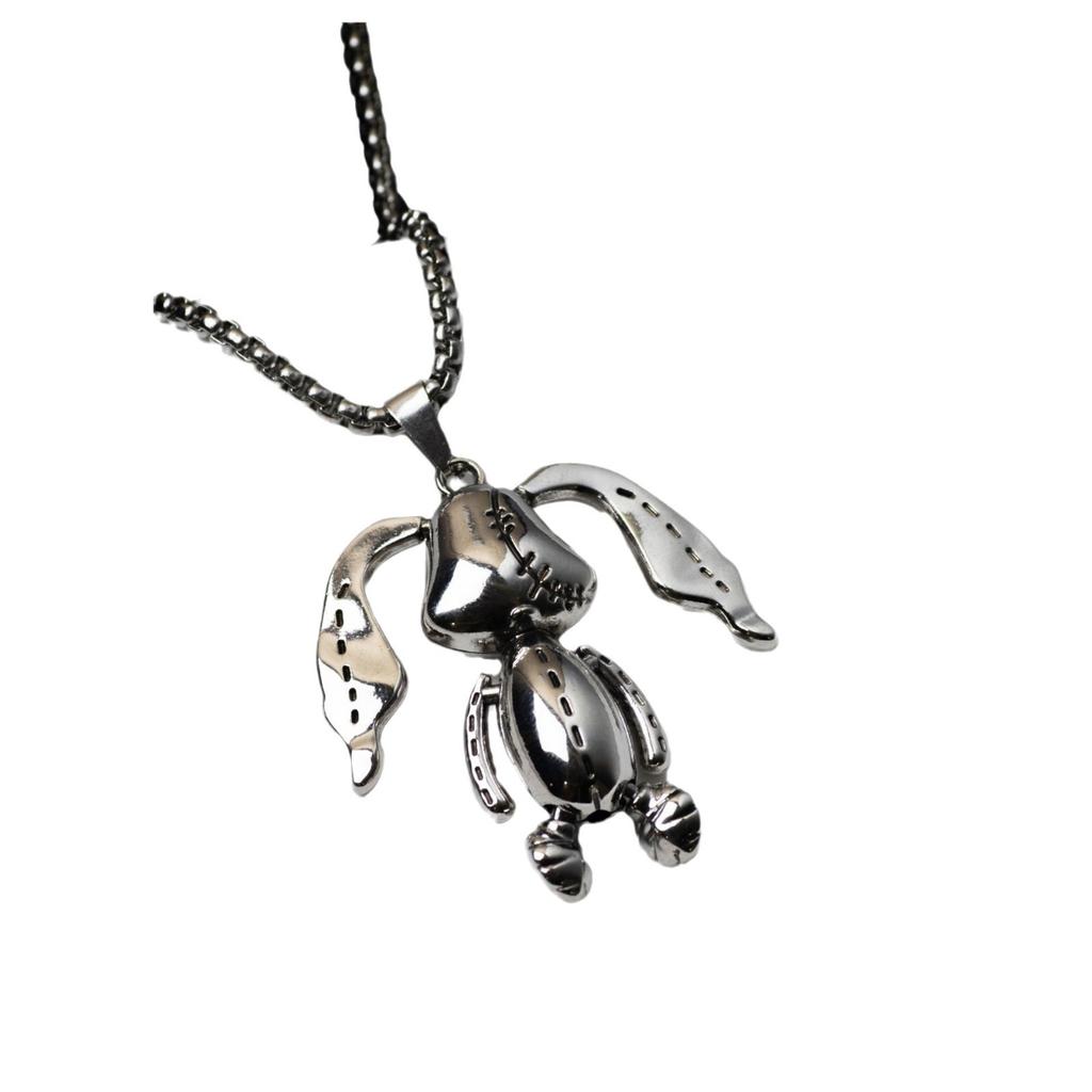 Full Body Movable Long-Eared Bunny Sweater Chain Sweater Accessories, Titanium Steel Necklace, Women'S Style Versatile Necklace