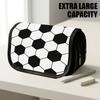 1pc Double Layer Flip Pencil Case, Football, Large Capacity, Portable Polyester Pen Storage Bag with Zipper Closure, Ideal for School & Office Supplie