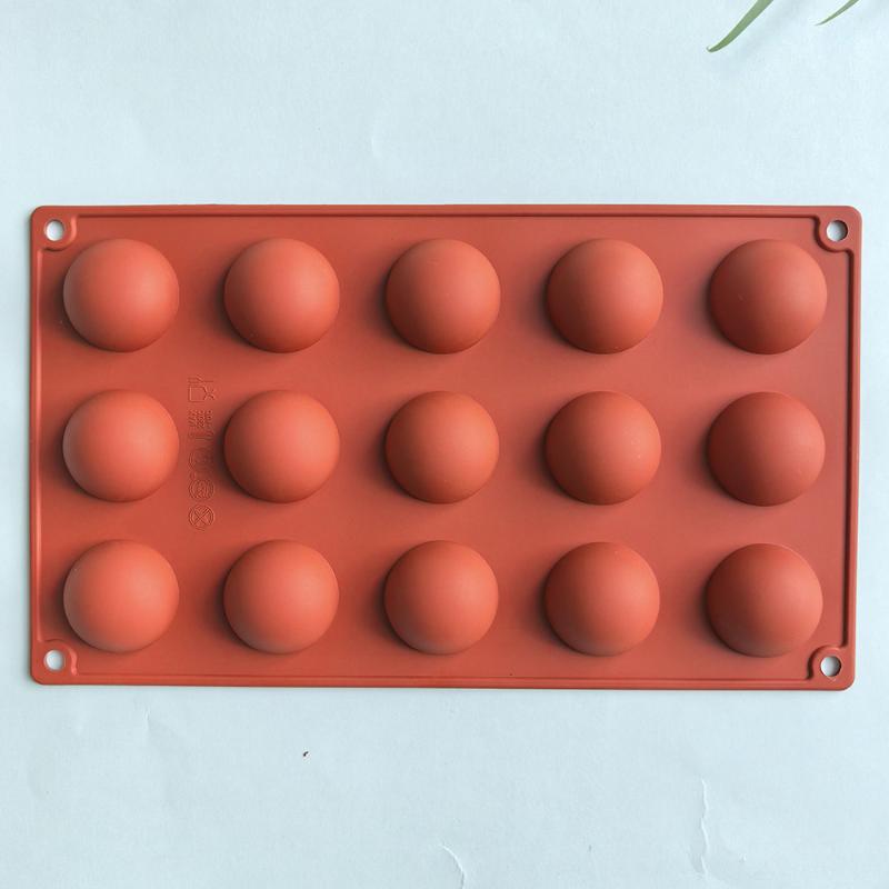 15 Holes Half Ball Sphere Round Silicone Mold 3D Brownie Pudding Mousse Chocolate Dessert Diy Baking Cake Decoration Tool