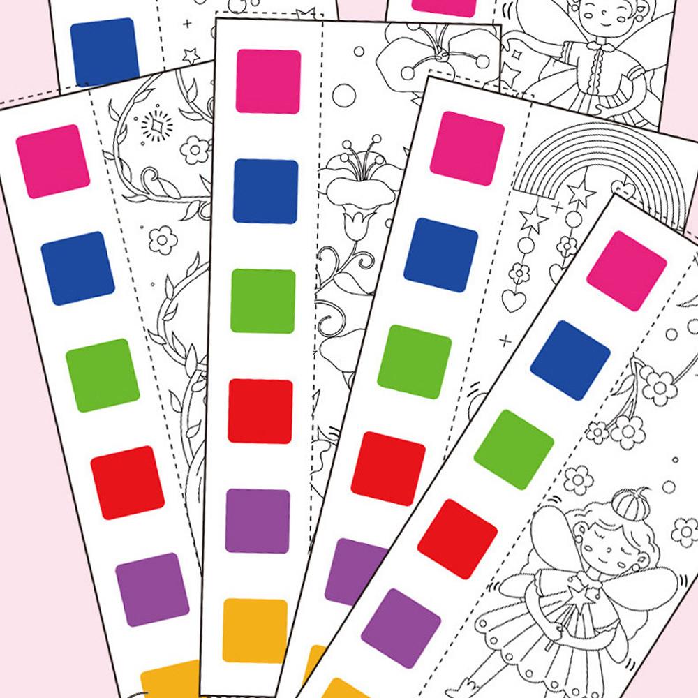 12 Sheets/Set Portable Watercolor Painting Book - Kids Coloring Book with Paint Brush, Graffiti Picture Drawing Stationery