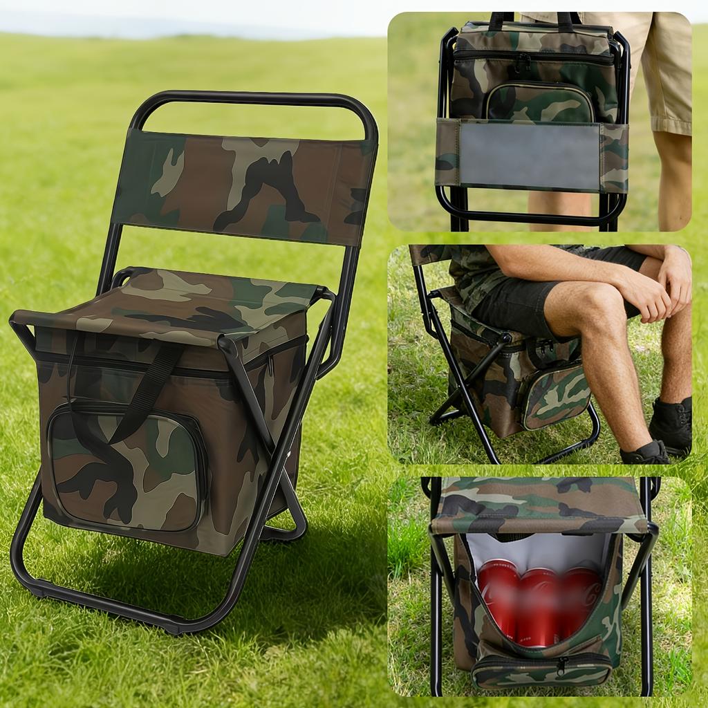 Multifunctional Portable Folding Camping Chair, Lightweight Backrest Chair With Storage Bag, Compact Outdoor Folding Seat With Strong Load-Bearing