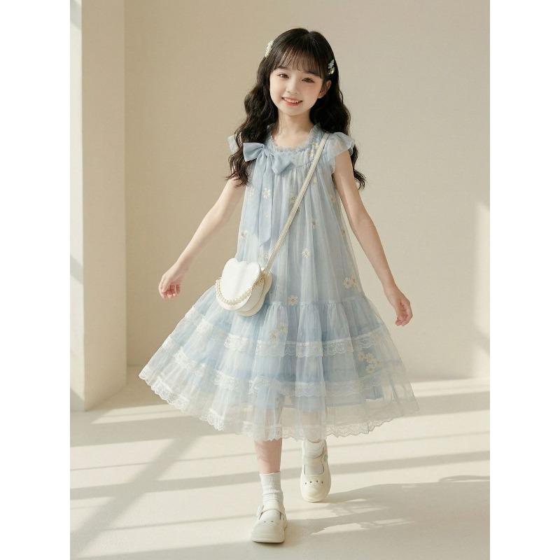 Sweet Girl s Dress - Summer Children s Fashionable Floral Short-sleeved Princess Dress 130