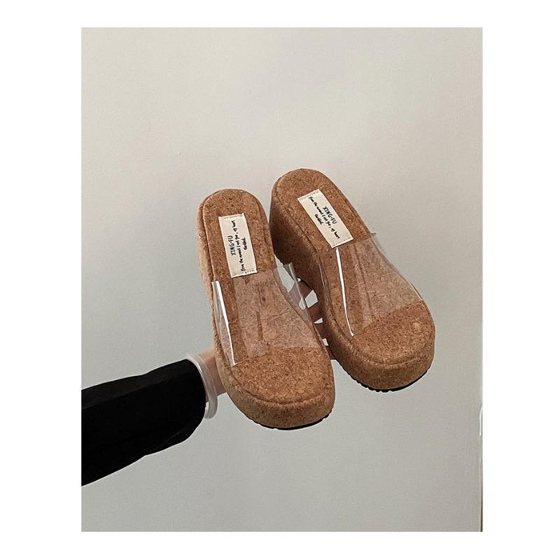 

Модная и универсальная обувь на танкетке, увеличивающая рост, на толстой подошве, обувь на одно плечо, женские шлепанцы 40