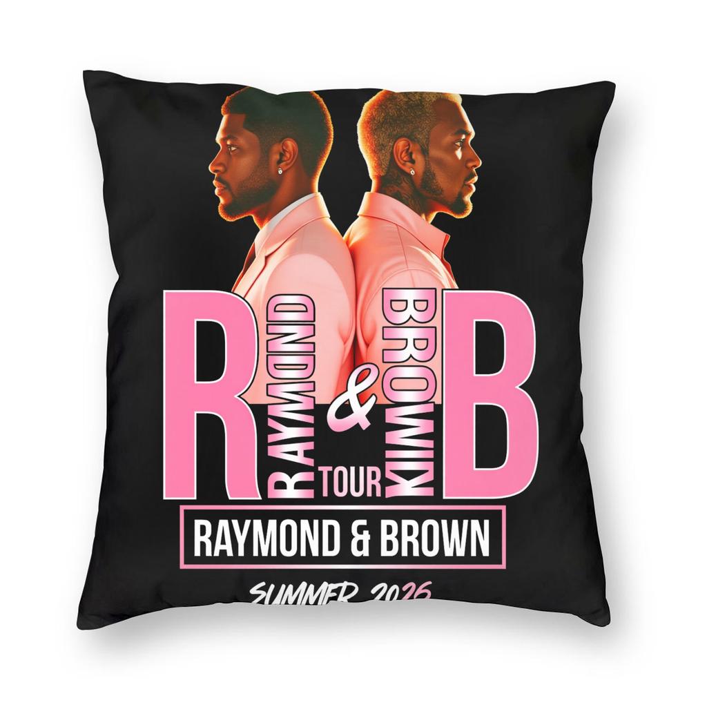 Chris Brown And Usher The Rb Tour Pillow Cover Raymond And Brown Retro Pillow Case For Couch Sofa Bedroom Square Pillowcases