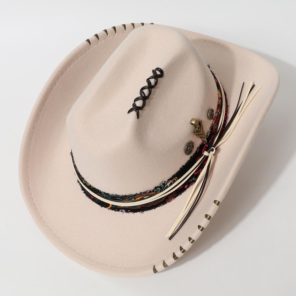 European and American fashion personalized design jazz hat, new top hat, felt hat, hand-sewn retro denim