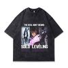 High Street Vintage Vintage Anime Printed Short Sleeve T-Shirt Men'S Loose Casual Wash Half Sleeve Vintage T-Shirt