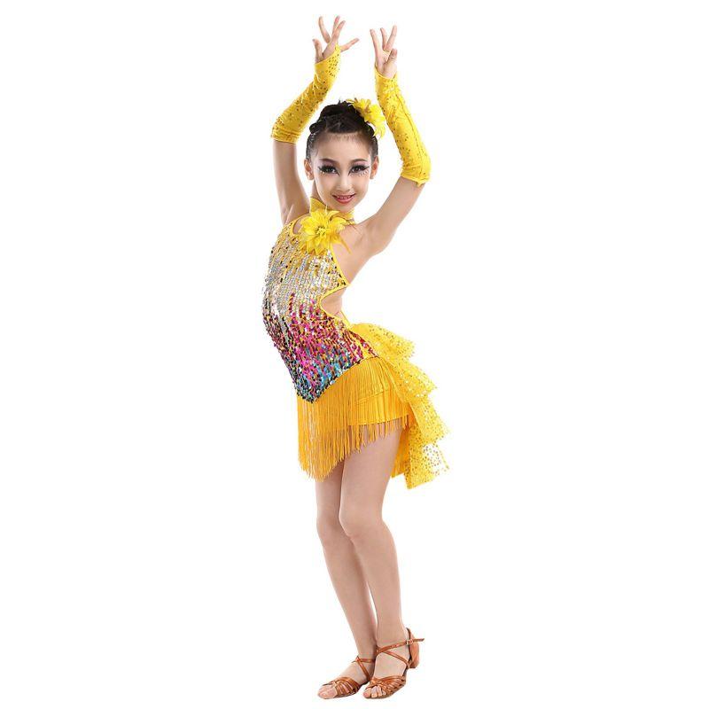 

6-15 лет Дети Девочки Латиноамериканские Танцы Выступления Комбинезон Без Рукавов Бретелька Через Бретельку Танцевальная Одежда 150