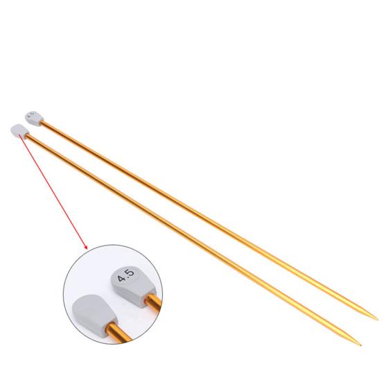 2 Pcs Aluminum Single Point Knitting Needles Pins Straight DIY Weaving Tool