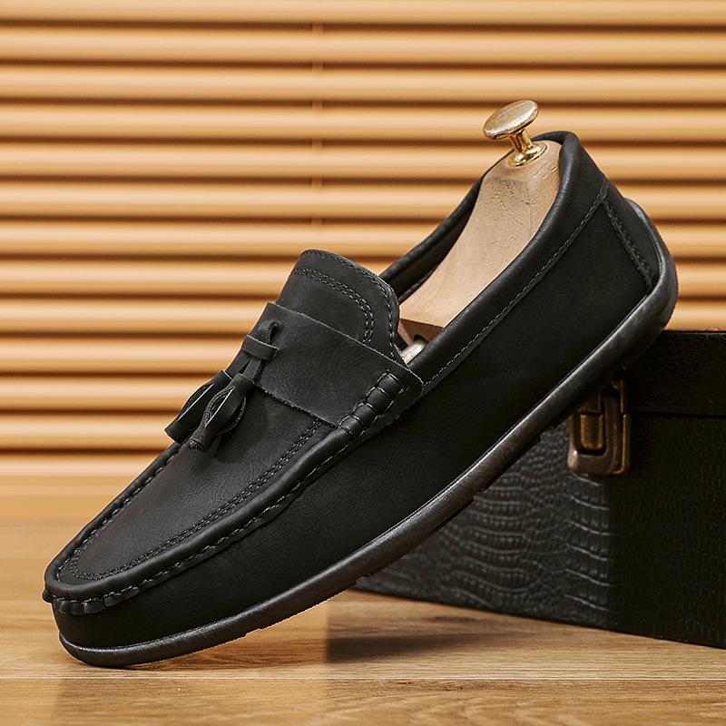 

Doudou shoes men s fringed loafers new popular men s one-pedal business casual leather shoes spring and autumn single shoes 39