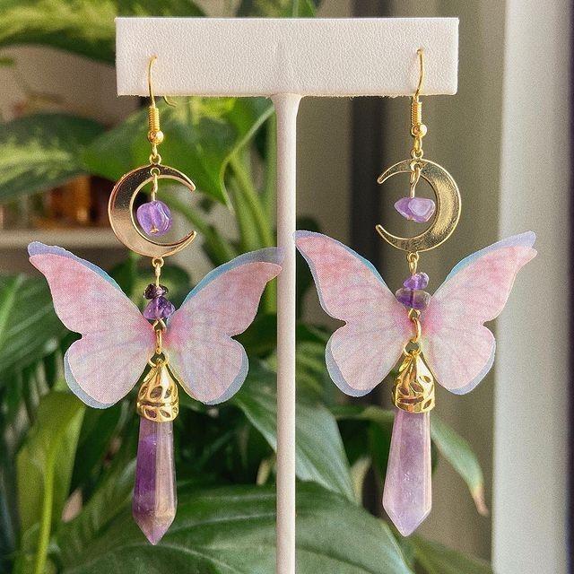 Butterfly Animal Theme Gold Plated Crystal Earrings Handcrafted For Women