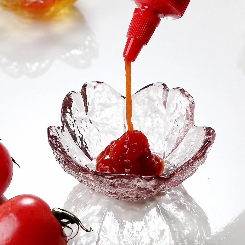 Pink Glass Bowls Set of 3/6, Small Dip Bowls Sauce Plates - Japanese Sakura Flower Cherry Blossom Shaped Bowl for Dessert