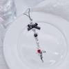 Mobile Phone Charm Gothic Cross Bat Rose Pendant Keychain Strap Lanyard for Bag