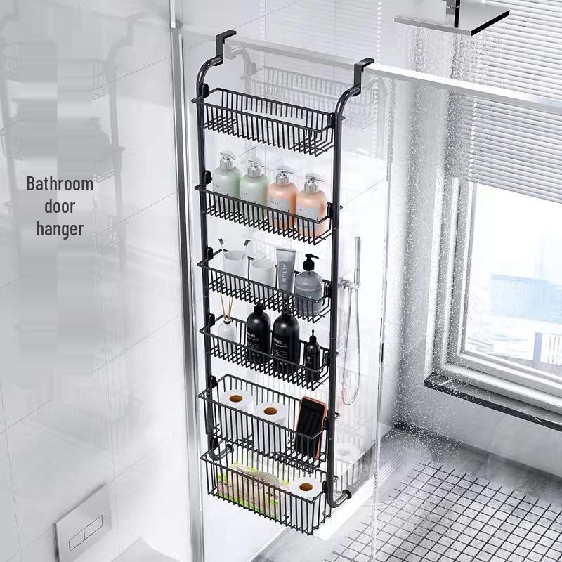 No-Drill Door Hanging Basket Organizer - Multi-Layer Storage Rack for Bathroom
