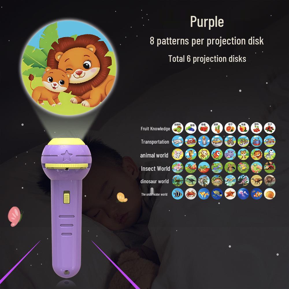 Children's Animal Projector Flashlight - Early Education Luminous Toy for Baby Picture Recognition and Cartoon Projection Gifts