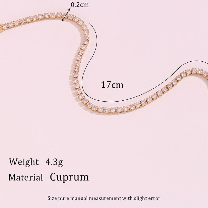 Minimalist Geometric Chain Bracelet Women Copper Base 14K Gold Plated Zirconia Adjustable 17cm Fashion Daily Wear Zircon Chain Bracelet 17cm