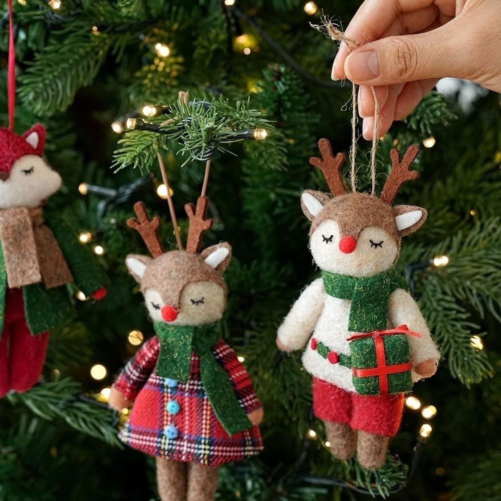 Elk Fox Tree Hanger Hanging Rope Xmas Decoration Cute Doll Pendant  Party Layout