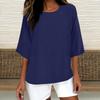 Women's Fashion Solid Color Casual T-Shirt Seven Sleeve Round Neck Cotton Top