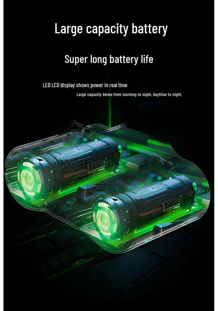 Hanging Waist Fan: Large Capacity, Long Battery Life, Dual Airflow, Portable for Outdoor Construction