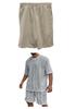 Men's Knit Jacquard Summer Casual Set: Round Neck Pullover & Shorts