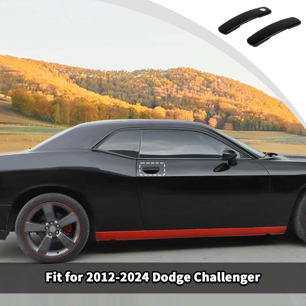 Voodonala for Challenger Door Handle Cover Trim Embellishment Fit for 2012-2025 Dodge Challenger Exterior Accessories 2pcs Black
