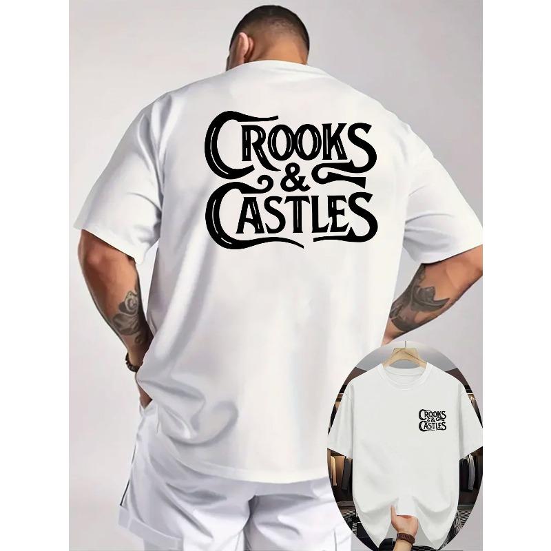 

Мужская летняя футболка Crooks & Castles | Круглый вырез, короткие рукава, прохладная, удобная, двусторонняя печать для активного отдыха S белый