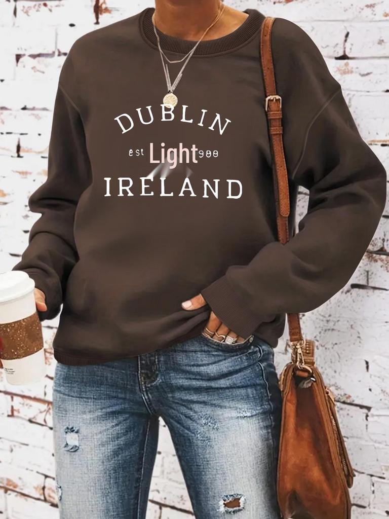 2024 Clover Print St. Patrick's Day Crew Neck Sweatshirt