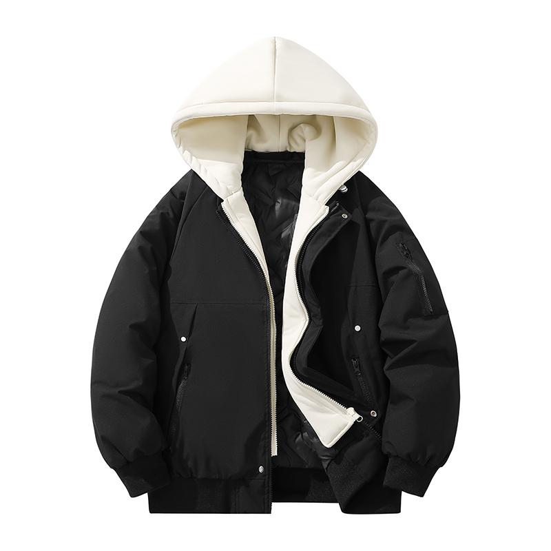 

Winter Detachable Unisex Thick Cotton Jacket with Added Fleece for Couples, Loose and Warm Cotton Jacket S чорний
