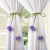 Elastic Band Curtain Tieback Flower Shape Adjustable Window Curtain Buckles Tassels No Punching Curtain Rope Holders Kids Room