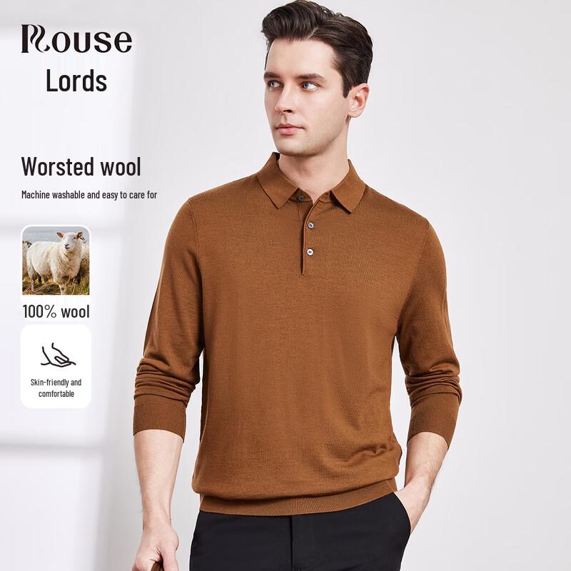 Men s 100% Merino Wool Machine Washable Lapel Sweater 50