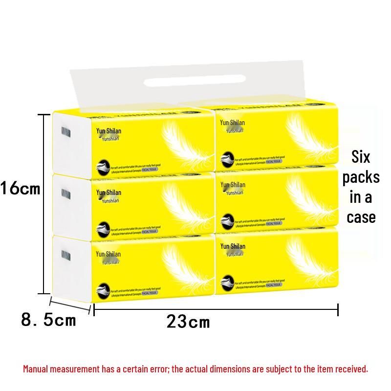 Original Wood Pulp Facial Tissue - 6 Rolls, Suitable for Wet Use 1 Pack