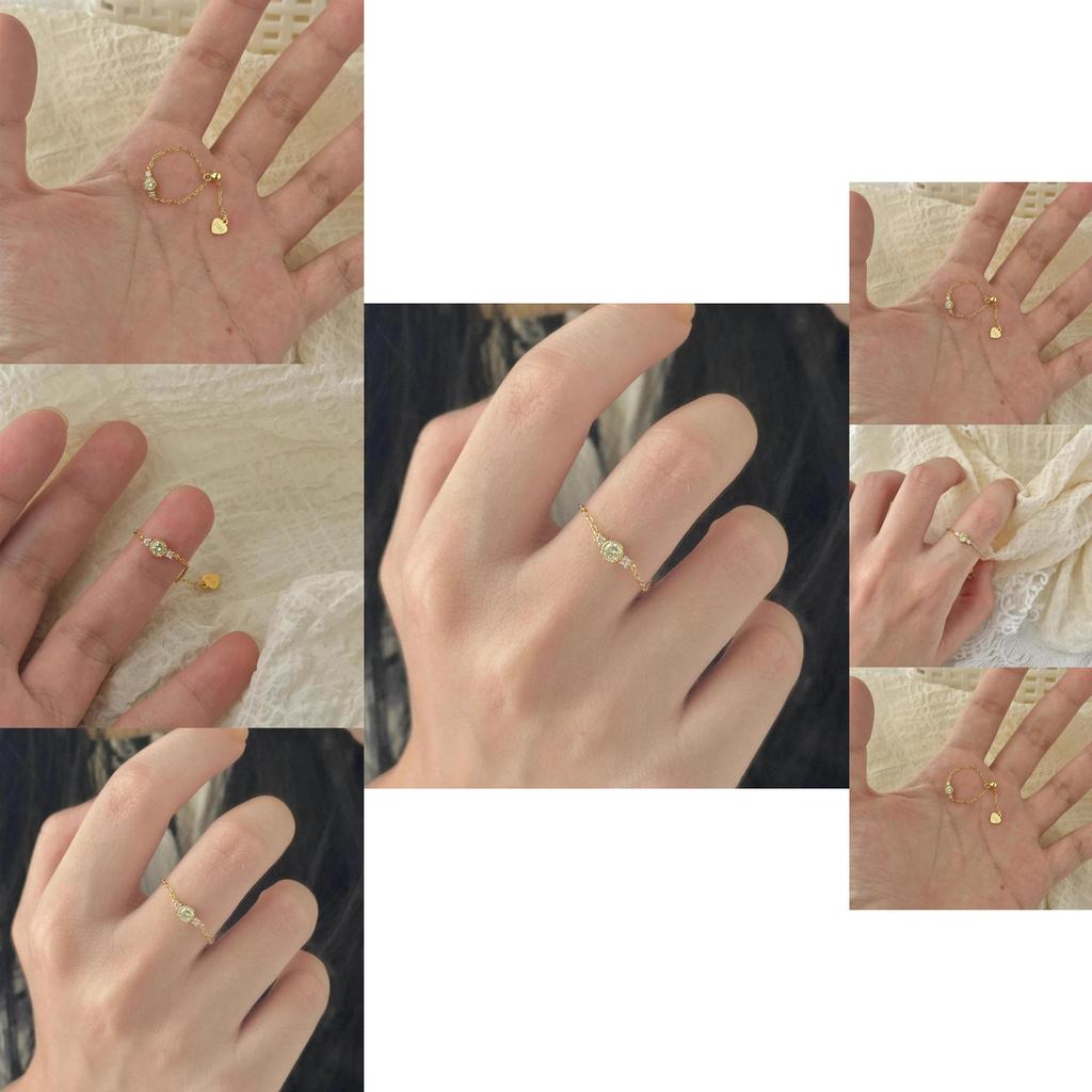 Trendy Pull-through Chain Ring For Women Featuring Chic Moissanite Accents