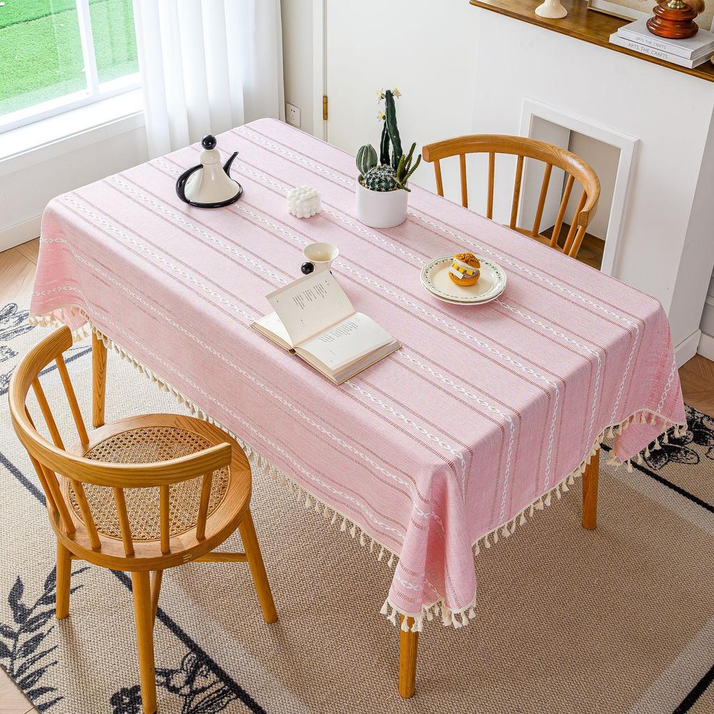 Hohles Kreuz Quaste Einfarbig Esszimmertisch Stoff Tischset Einfarbig Gestreifte Stoffdecke Tischdekoration Tisch