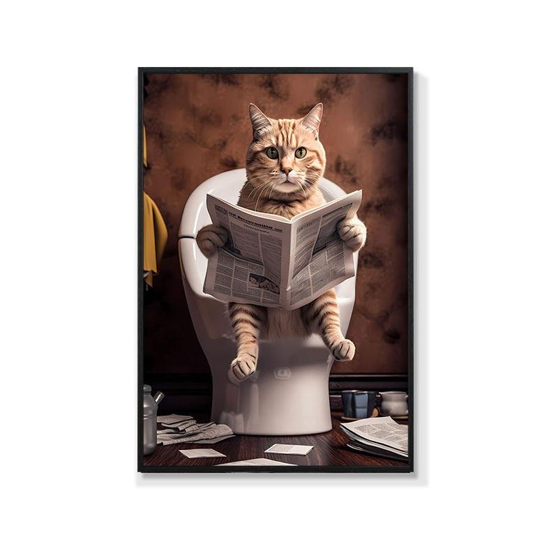 Retro Creative Animal Bathroom Canvas Painting Lion Cat Bar Toilet Bathroom Decoration Painting for Modern Living Room Asian Style Home Decor