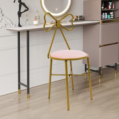 Bymaocar Schmetterlingsförmiger Schminkstuhl, Hellrosa Make-up-Hocker, Esszimmerstuhl mit 220 lbs Tragkraft, Eleganter Schlafzimmersitz für Mädchen