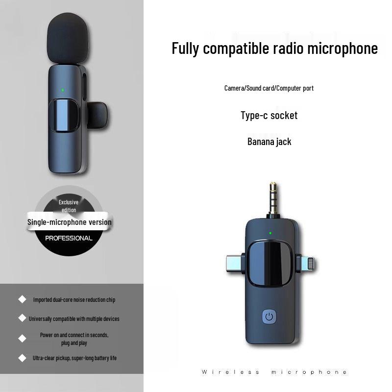 K15 Wireless Lavalier Microphone - 3-in-1 Noise Reduction Mic for Android, Video, Live Streaming (3.5mm)