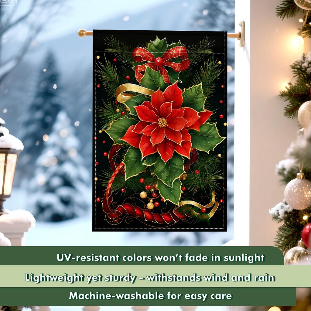 Christmas Holly BerriesGarden Flag 12x18 Inch Double Sided for Courtyard Outdoor Welcome Flag Decoration (Excluding flagpole)