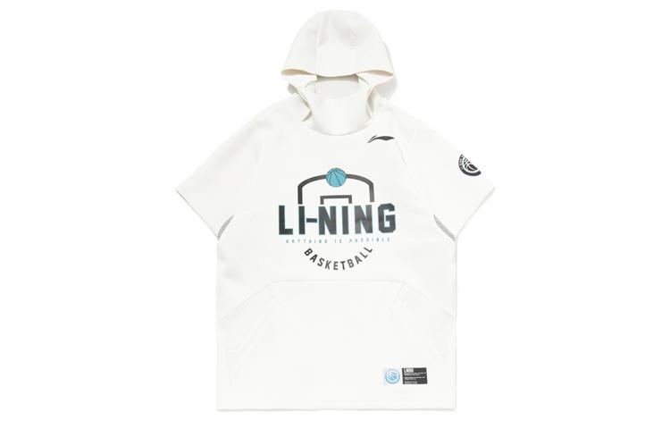 Li Ning Sports Basketball Collection Sweatshirts Men s Mist White Hooded Moderate Regular AWDQA51-1 XL