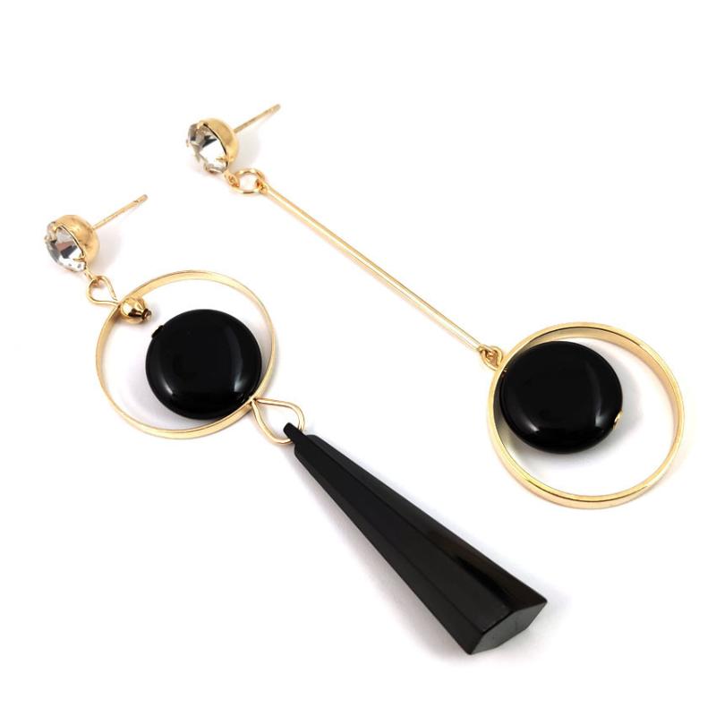 Black Asymmetrical Geometric Hanging Long Earrings For Women Statement Earrings Drop Boucle Oreille Femme Fashion Jewelry Gift