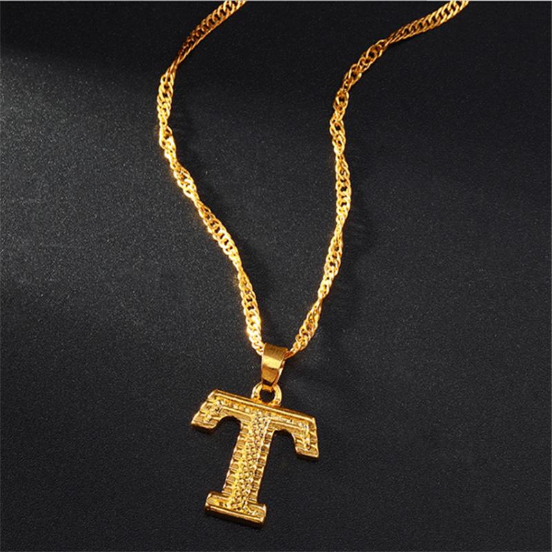 26 Alphabet Gold Plated Pendant Necklace Accessories Initial Necklace For Women Dainty Gold Letter A-Z Pendant