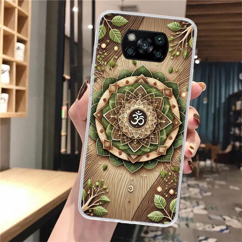 Mandala Chakra Insist Yoga Silicon Phone Case For Xiaomi Poco X3 Nfc X5 X6 X7 F7 Ultra F6 F5 Pro M6 M5S X4 F4 GT M4 M3 F3 Cover