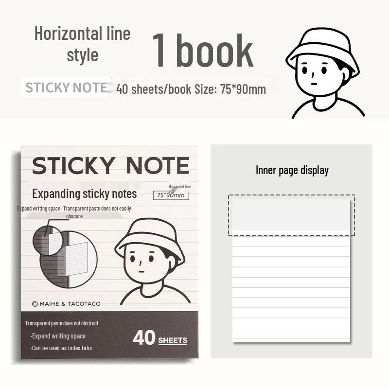 

TacoTaco Foldable Tearable Sticky Notes for Students - Adhesive Grid & Blank Note Stickers No Specific Size