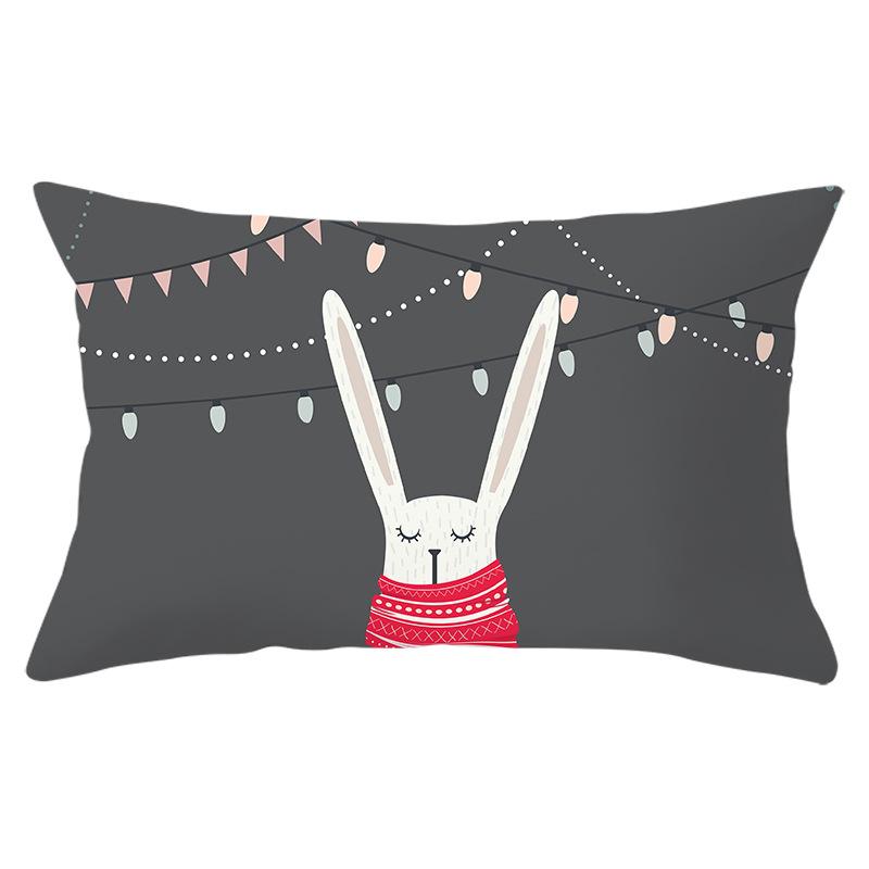 New Christmas Peach Skin Lumbar Pillowcase Cartoon Print Series Sofa Cushion Cover Throw Pillow Cover