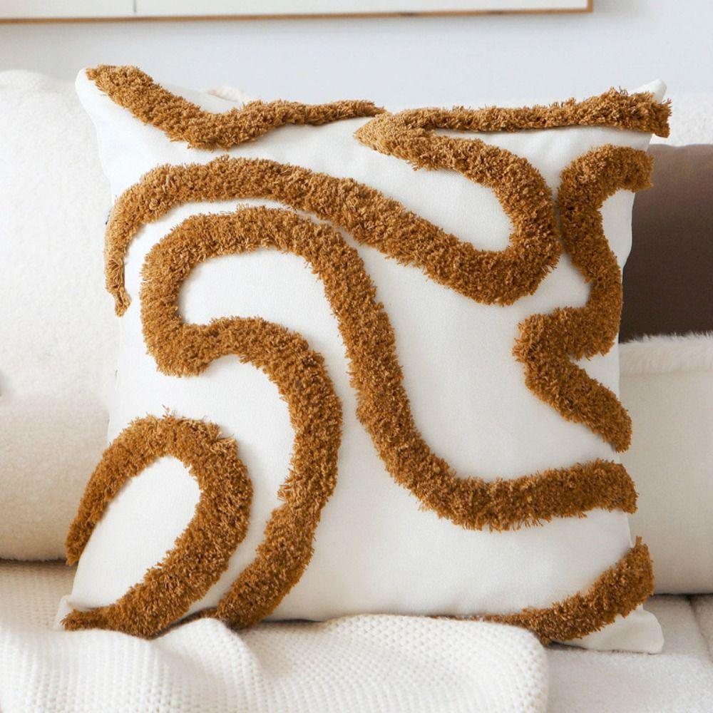 Plush Material Waist Cushion Cover Geometric Design Decorative Pillowcase  Living Room