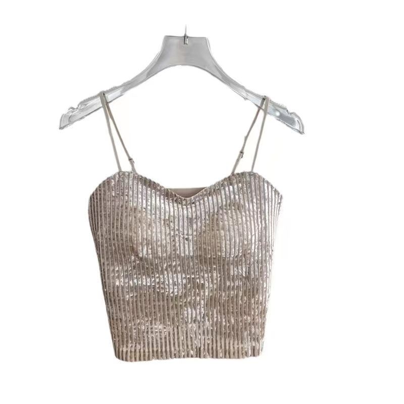 Velvet Small Camisole Vest For Women Autumn And Winter With Chest Pad Beautiful Back Bra Integrated Base Layer Inner Wear Top